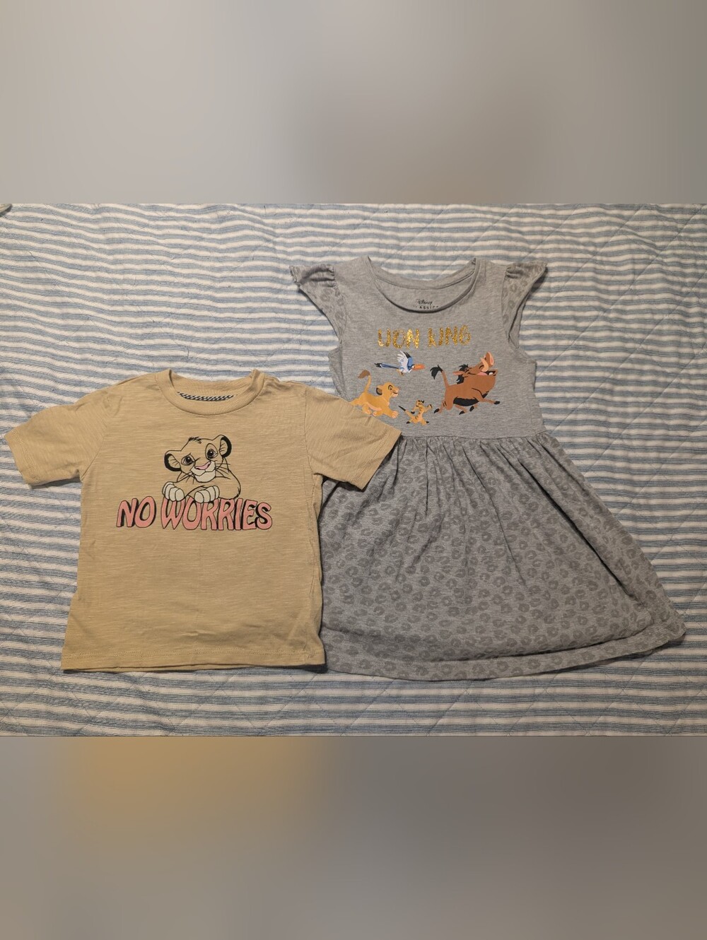 Disney The Lion King Gray Dress & Tan Simba T-Shirt Bundle sz 5T and 3T